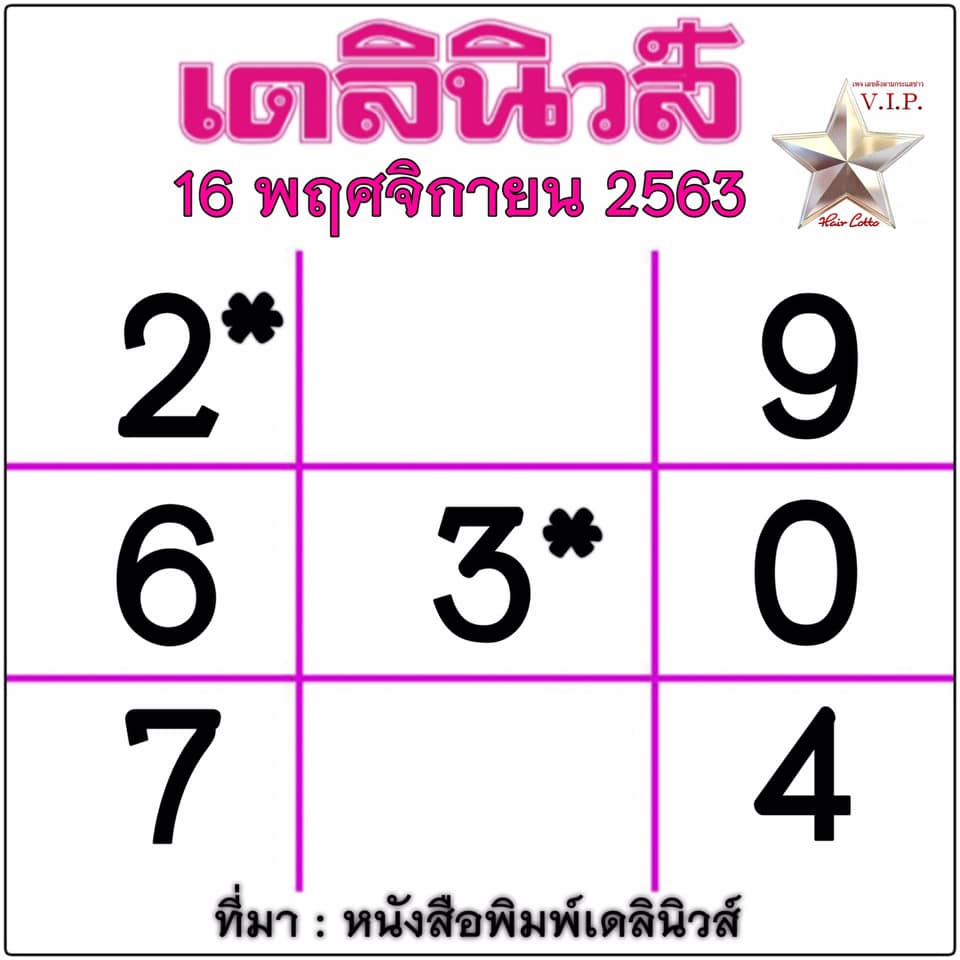 หวยเดลินิวส์ 16/11/63