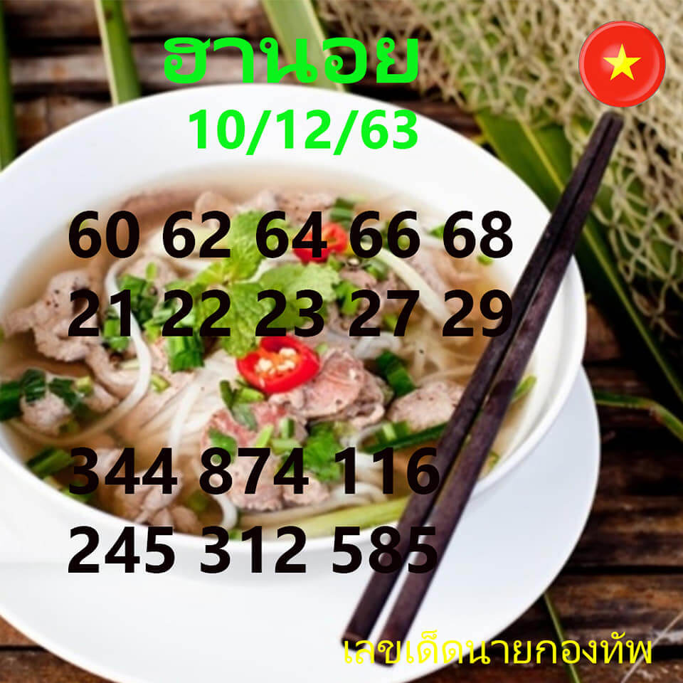 แนวทางหวยฮานอย 10/12/63 ชุดที่6