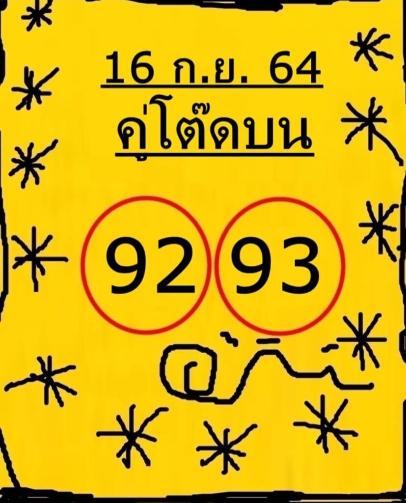 หวยคู่โต๊ดบน16/9/64