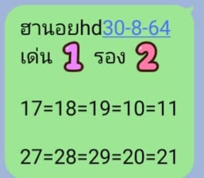 แนวทางหวยฮานอย 30/8/64 ชุดที่6