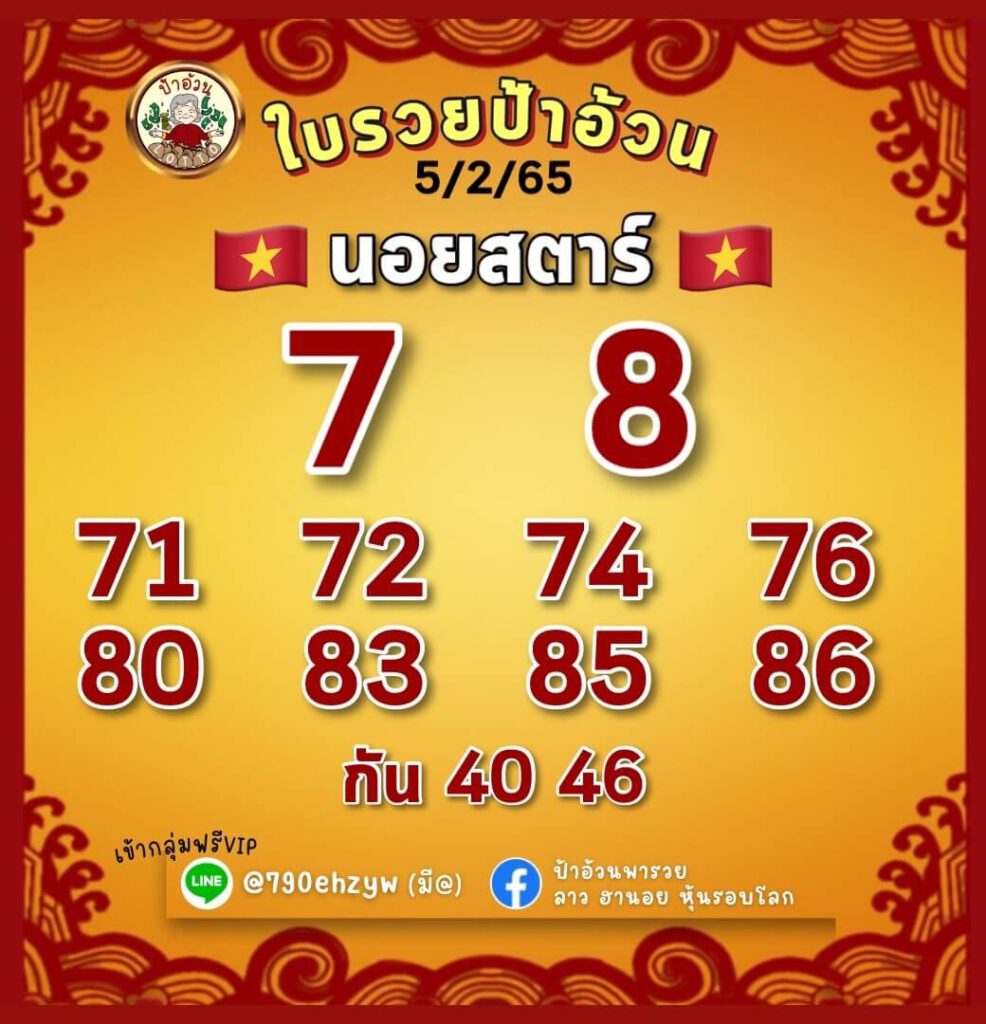 แนวทางหวยฮานอย 5/2/65 ชุดที่ 20