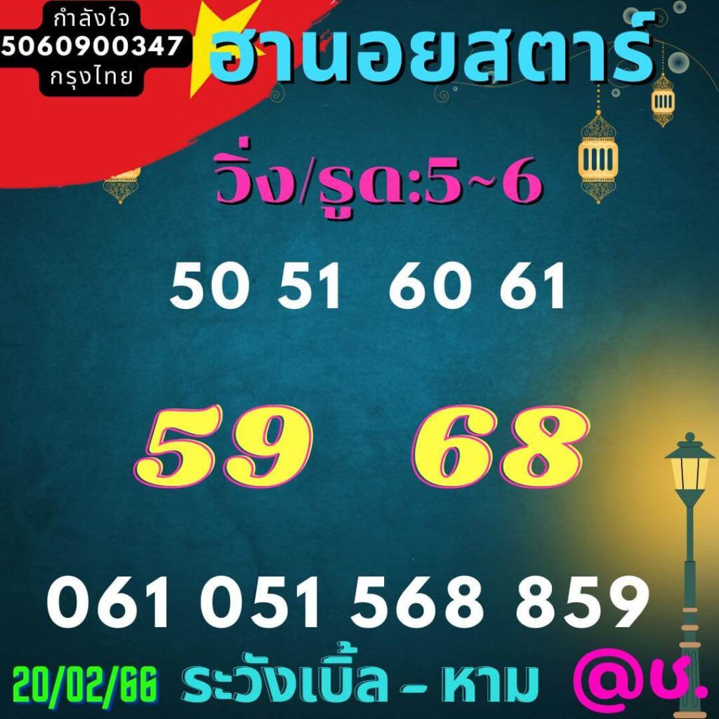 แนวทางหวยฮานอย 20/2/66 ชุดที่ 10