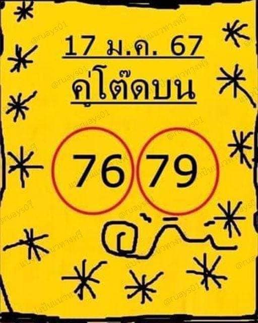 หวยคู่โต๊ดบน 17-1-67