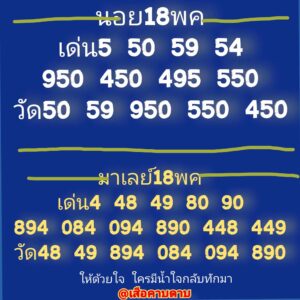 แนวทางหวยมาเลย์ 18/5/67 ชุดที่ 1