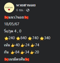 แนวทางหวยฮานอย 18/5/67 ชุดที่ 8