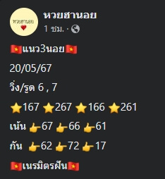 แนวทางหวยฮานอย 20/5/67 ชุดที่ 8