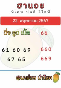 แนวทางหวยฮานอย 22/5/67 ชุดที่ 8