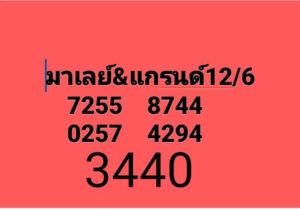 แนวทางหวยมาเลย์ 12/6/67 ชุดที่ 3