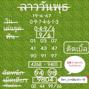 แนวทางหวยลาว 19/6/67 ชุดที่ 5