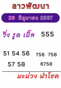 แนวทางหวยลาว 26/6/67 ชุดที่ 6