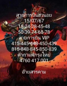 แนวทางหวยฮานอย 15/6/67 ชุดที่ 3