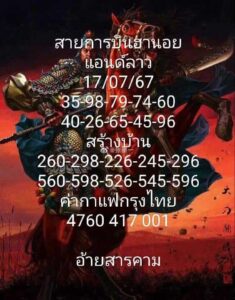 แนวทางหวยฮานอย 17/6/67 ชุดที่ 7