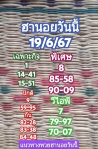 แนวทางหวยฮานอย 19/6/67 ชุดที่ 8