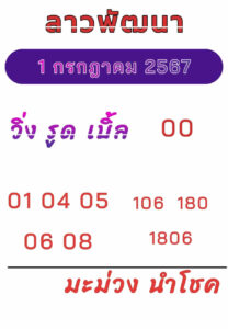 แนวทางหวยลาว 1/7/67 ชุดที่ 1