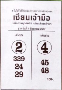 หวยเซียนเจ้ามือ 1/8/67