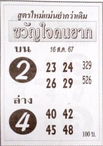 หวยขวัญใจคนยาก 16/8/67