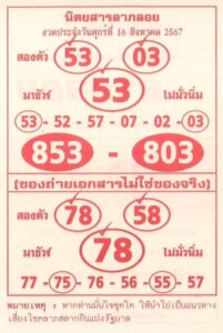 หวยลาภลอย 16/8/67