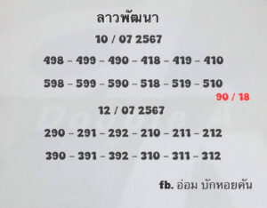 แนวทางหวยลาว 12/7/67 ชุดที่ 1