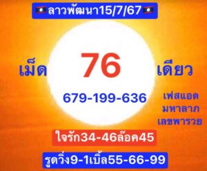 แนวทางหวยลาว 15/7/67 ชุดที่ 3