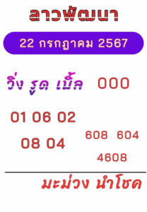 แนวทางหวยลาว 22/7/67 ชุดที่ 4