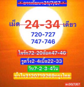 แนวทางหวยลาว 31/7/67 ชุดที่ 5