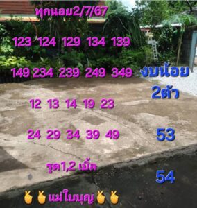 แนวทางหวยฮานอย 2/7/67 ชุดที่ 5