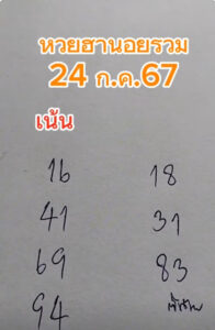 แนวทางหวยฮานอย 24/7/67 ชุดที่ 7