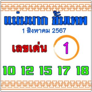 หวยแม่นมาก ขั้นเทพ 1/8/67