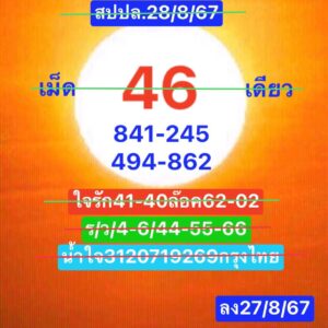 แนวทางหวยลาว 28/8/67 ชุดที่ 3