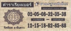 หวยตําราเรียงเบอร์ 1/9/67