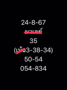 แนวทางหวยมาเลย์ 24/8/67 ชุดที่ 1