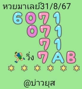 แนวทางหวยมาเลย์ 31/8/67 ชุดที่ 3