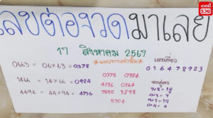 แนวทางหวยมาเลย์ 17/8/67 ชุดที่ 9