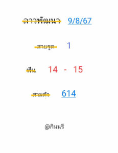 แนวทางหวยลาว 9/8/67 ชุดที่ 6