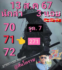 แนวทางหวยฮานอย 13/8/67 ชุดที่ 1