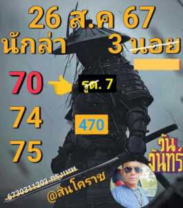 แนวทางหวยฮานอย 26/8/67 ชุดที่ 9