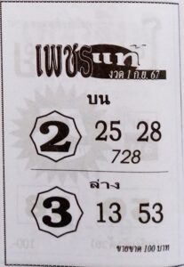 หวยเพชรแท้ 1/9/67