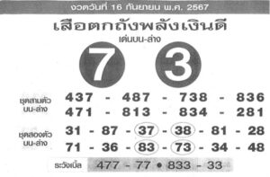 หวยเสือตกถังพลังเงินดี 16/9/67 