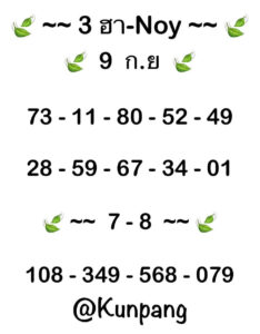 แนวทางหวยฮานอย 9/9/67 ชุดที่ 3