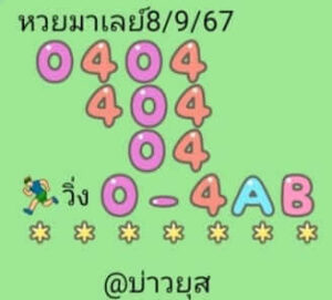 แนวทางหวยมาเลย์ 8/9/67 ชุดที่ 10