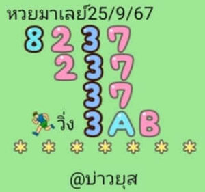 แนวทางหวยมาเลย์ 25/9/67 ชุดที่ 2