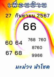 แนวทางหวยลาว 27/9/67 ชุดที่ 2