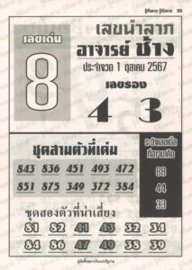 หวยอาจารย์ช้าง 1/10/67