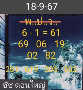 แนวทางหวยฮานอย 18/9/67 ชุดที่ 5