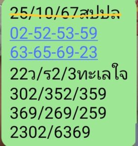 แนวทางหวยลาว 25/10/67 ชุดที่ 2