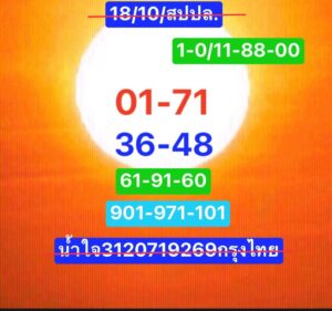 แนวทางหวยลาว 18/10/67 ชุดที่ 1