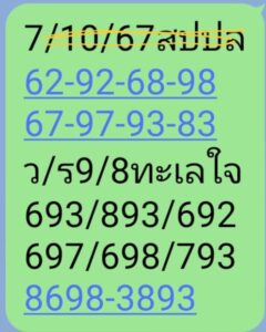 แนวทางหวยลาว 7/10/67 ชุดที่ 4