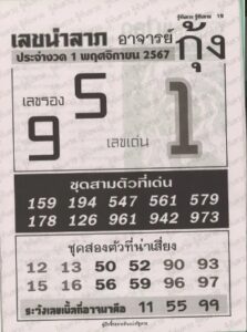 เลขนำลาภอาจารย์กุ้ง 1/11/67