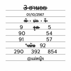 แนวทางหวยฮานอย 1/10/67 ชุดที่ 1