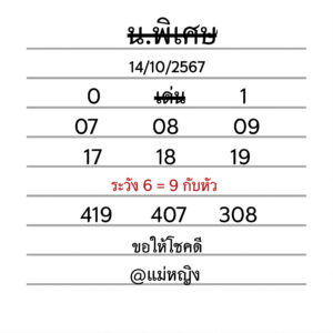 แนวทางหวยฮานอย 14/10/67 ชุดที่ 6